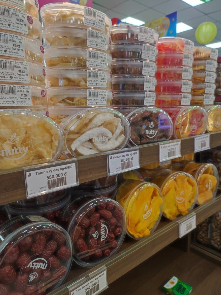 Soft-dried tropical fruit (trái cây sấy dẻo) at Co.opmart